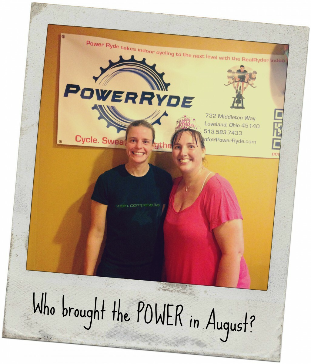 Polaroid style picture of Allie Schlie and Sarah Miller with 'Who Brought the POWER in August'?